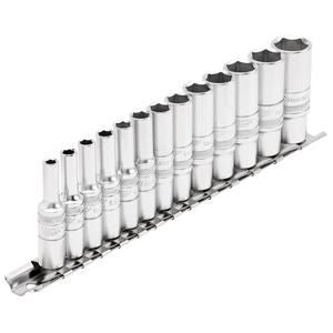 Draper 1/413PC MET. DEEP SOCKET RAIL 16490 Deep Metric Socket Set on a Metal Rail, 1/4" Sq. Dr. (13 Piece)