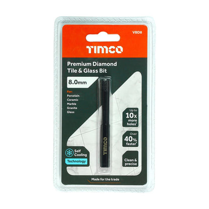 TIMCO Premium Diamond Tile&Glass Bit 8.0mm Pack 1