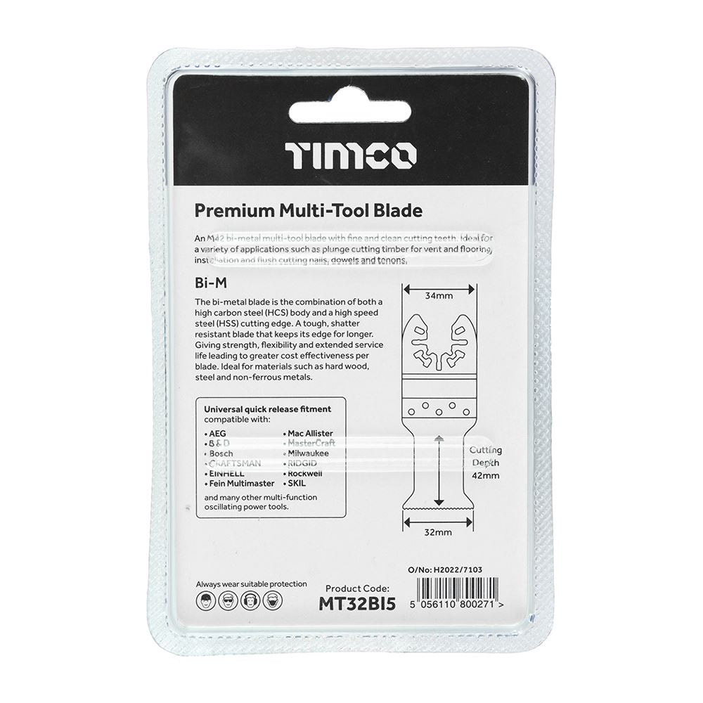 TIMCO Premium MTool Blade Straight 32mm Pack 5