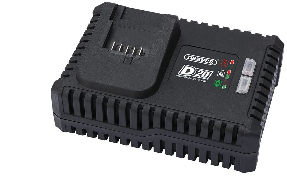Draper D20 4A FAST BATTERY CHARGER 55913 55913 D20 20V Brushless Impact Wrench, 1/2" Sq. Dr. , 250Nm, 2 x 2.0Ah Batteries, 1 x Charger
