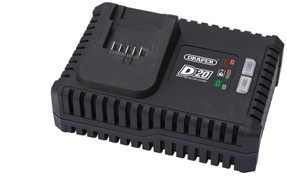 Draper D20 4A FAST BATTERY CHARGER 55913 55913 D20 20V Brushless Impact Wrench, 1/2" Sq. Dr. , 250Nm, 2 x 2.0Ah Batteries, 1 x Charger