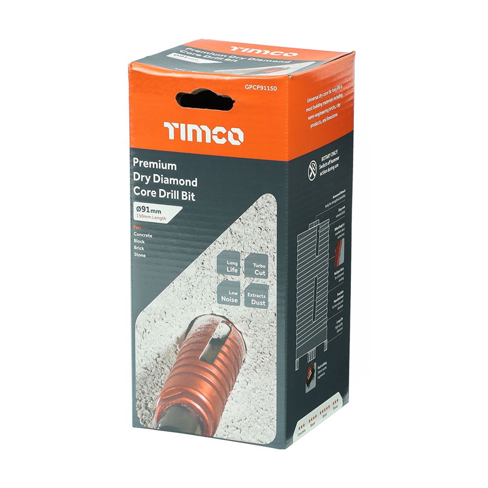 TIMCO Dry Diamond Core Bit 91 x 150mm Pack 1