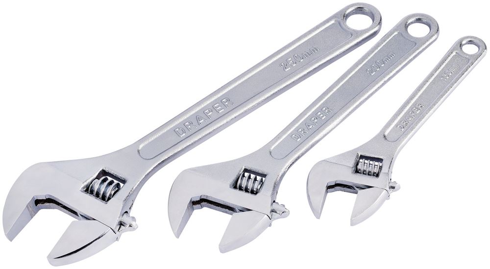 67642 Draper Redline Redline Adjustable Wrench Set (3 Piece) RL-AW3 Spanner/Wrench Wrenches Professional Trade DIY Workshop Garage Use