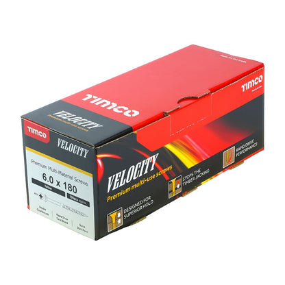 TIMCO Velocity Screw PZ3 CSK ZYP 6.0 x 180 Gold Pack 100