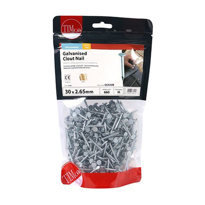 TIMCO Clout Nail - Galvanised 30 x 2.65 Pack 0.5