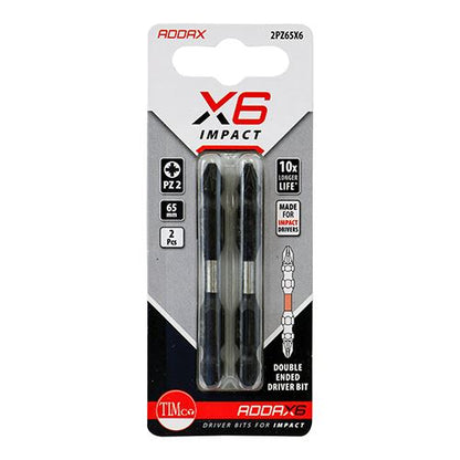 TIMCO X6 Double Ended Pozi Bit No.2 x 65 Pack 2