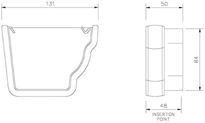 NIAGARA OGEE EXTERNAL STOPEND - RIGHT HAND WHITE