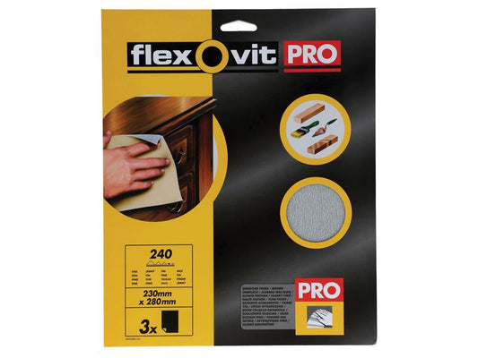 Flexovit 63642526300 Silicon Carbide Finishing Sanding Sheets 230 x 280mm Fine 240G (3)