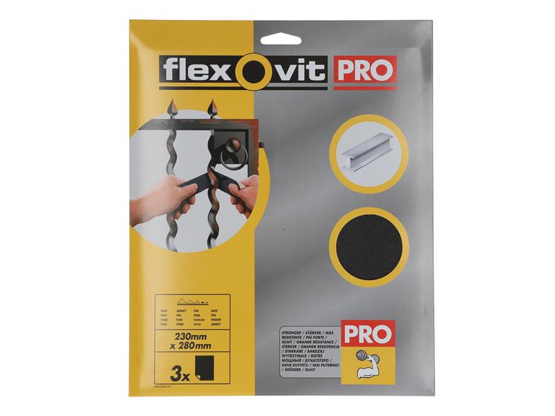 Flexovit 63642526306 Emery Cloth Sanding Sheets 230 x 280mm Fine 120G (3)