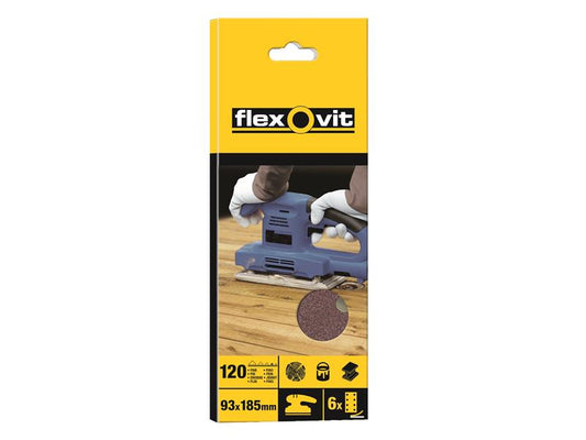 Flexovit 63642526336 1/3 Sanding Sheets Perforated Fine 120 Grit (Pack 10)
