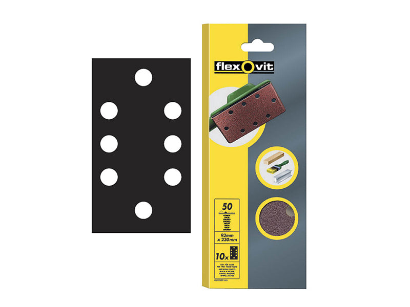 Flexovit 63642526341 1/3 Sanding Sheets Perforated Fine 120 Grit (Pack 10)