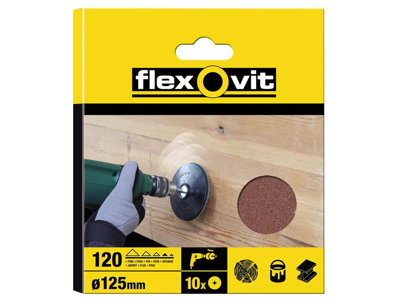 Flexovit 63642526496 Drill Mountable Disc 125mm Assorted (Pack 10)
