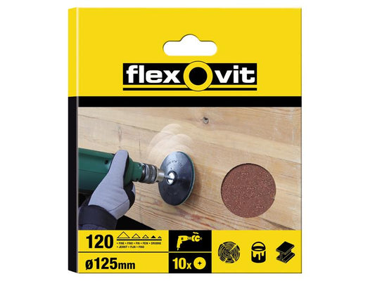 Flexovit 63642526382 Drill Mountable Disc 125mm Medium 80G (Pack 10)