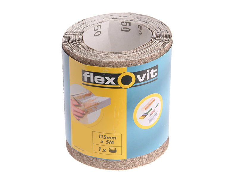 Flexovit 63642526412 General Purpose Sanding Roll 115mm x 5m Medium 120G
