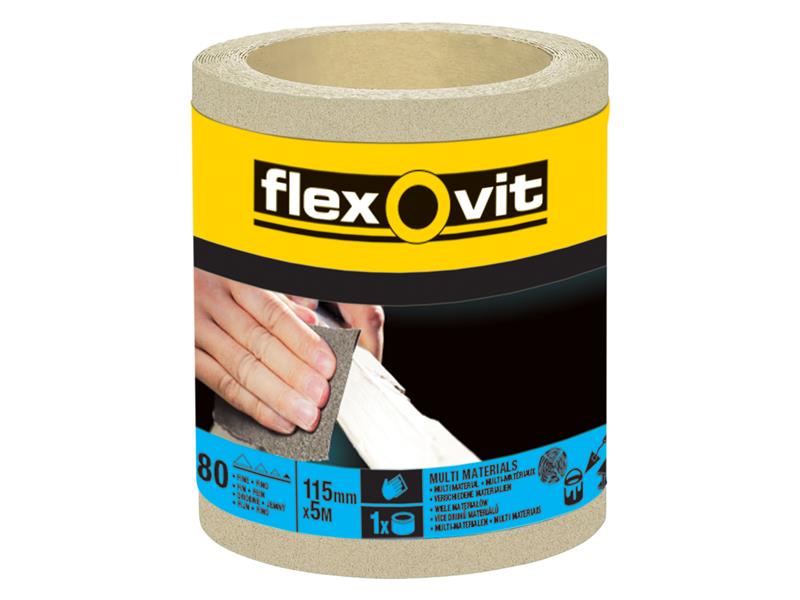 Flexovit 63642526413 General Purpose Sanding Roll 115mm x 5m Fine 180G