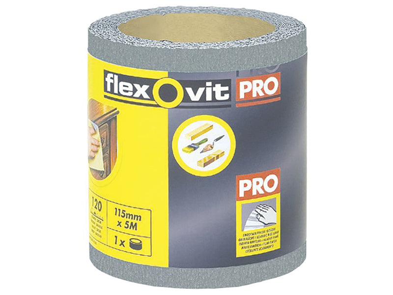 Flexovit 63642526415 High Performance Finishing Sanding Roll 115mm x 5m 120G