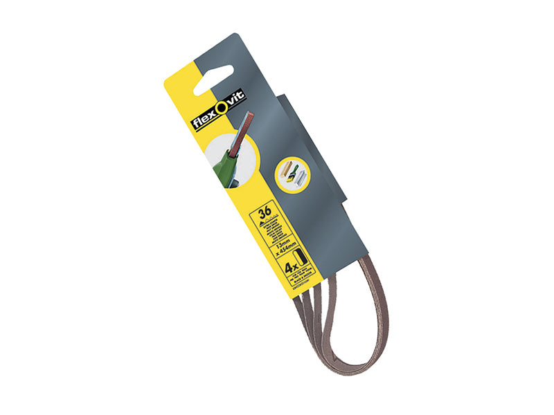 Flexovit 63642526439 Powerfile Sanding Belt 454mm x 13mm Medium 80g (Pack 4)