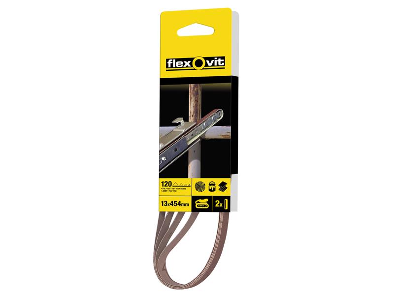 Flexovit 63642526460 Powerfile Sanding Belt 454mm x 13mm Fine 120g (Pack 4)