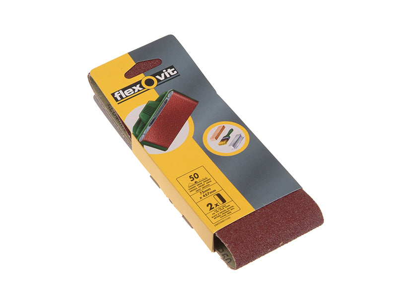 Flexovit 63642526784 Cloth Sanding Belt 457 x 75mm Assorted (Pack 6)