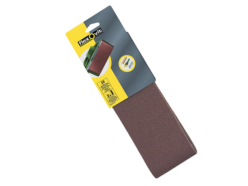 Flexovit 63642526474 Cloth Sanding Belt 560 x 100mm Medium 80G Pack of 2
