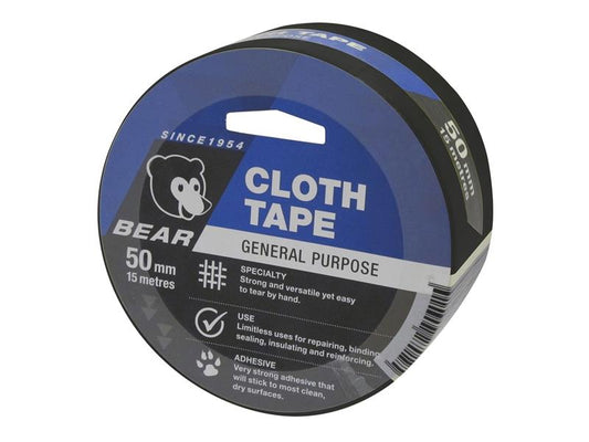 Flexovit 69957300435 Bear General Purpose Cloth Tape 50mm x 15m Black