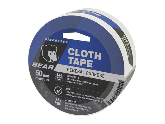 Flexovit 69957300523 Bear General Purpose Cloth Tape 50mm x 15m White