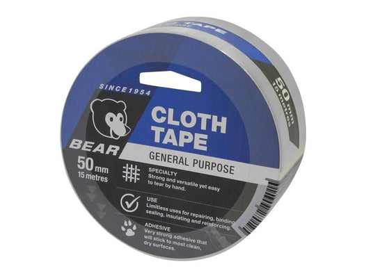 Flexovit 69957300529 Bear General Purpose Cloth Tape 50mm x 15m Silver