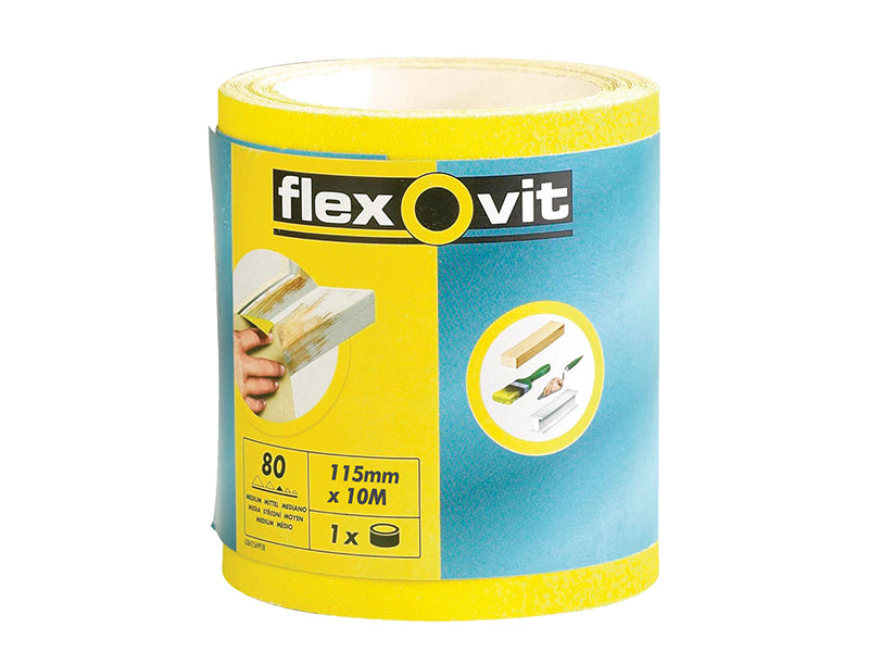 Flexovit 66261104019 High Performance Sanding Roll 115mm x 50m Medium 80G