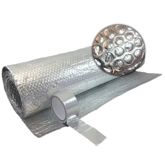Yuzet 1.2m x 25m Double Foil Insulation Aluminium Bubble Loft Caravan Wall Tape