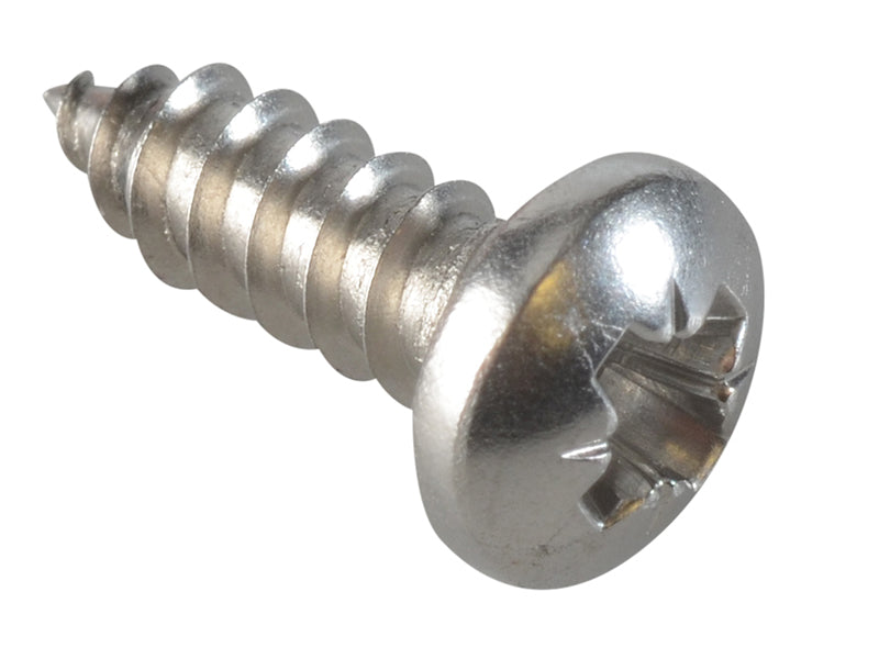 ForgeFix FPSTPP128SS Self-Tapping Screw Pozi Compatible Pan A2 SS 1/2in x 8 ForgePack 40
