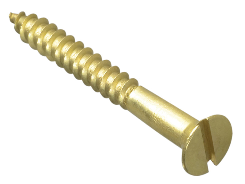 ForgeFix FPCSK1128BR Wood Screw Slotted CSK Brass 1.1/2in x 8 Forge Pack 10