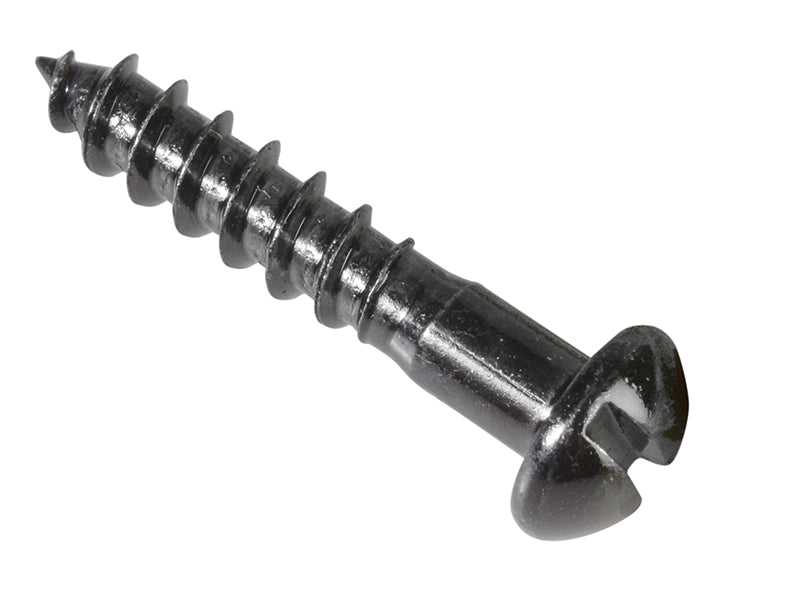 ForgeFix FPRH110BJ Wood Screw Slotted Round Head ST Black Japanned 1in x 10 Forge Pack 15