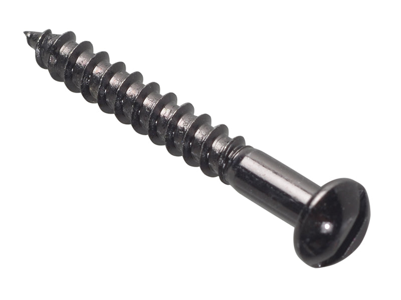 ForgeFix FPRH11210BJ Wood Screw Slotted Round Head ST Black Japanned 1.1/2in x 10 Forge Pack 8