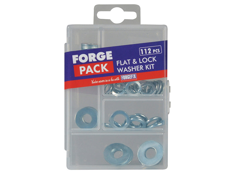 ForgeFix FPWASHSET Flat & Lock Washer Kit, 112 Piece