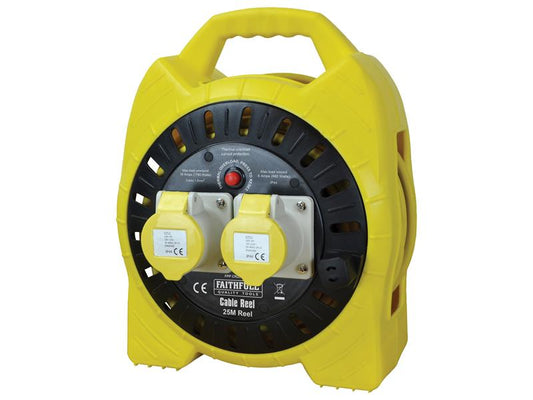 FaithfullPowerPlus  Semi-Enclosed Cable Reel 110V 16A 2-Socket 25m (1.5mm Cable)