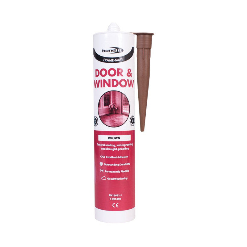 12 x Bond it Brown Frame Mate Door and window silicone for sealing and draught proofing