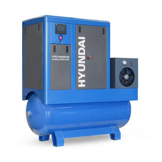 Hyundai 15hp 500L Permanent Magnet Screw Air Compressor with Dryer and Variable Speed Drive | HYSC150500DVSD