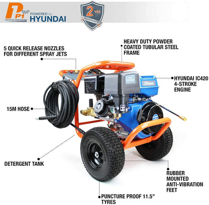 P1 Petrol Pressure Washer 4200psi / 290 bar | Hyundai 420cc Engine | P4200PWT