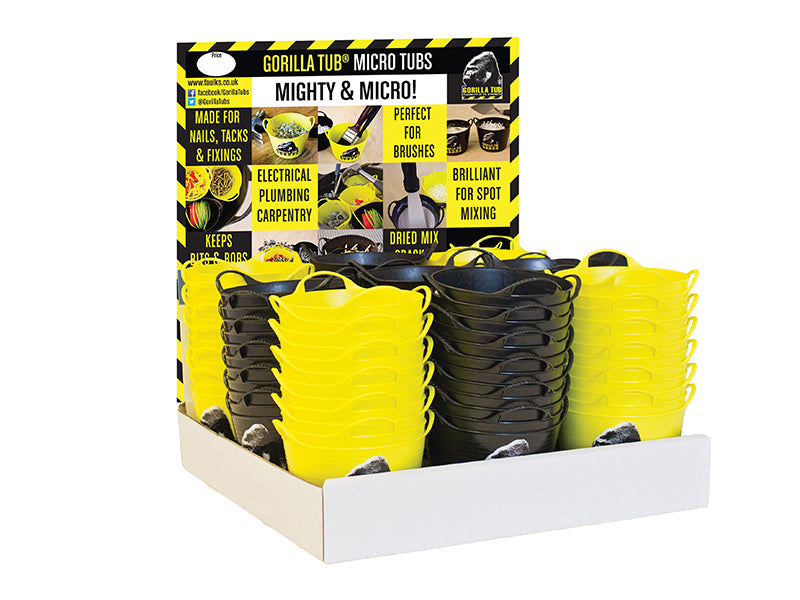 RedGorilla  Gorilla Micro Tub - Yellow/Black, Display 108 Piece