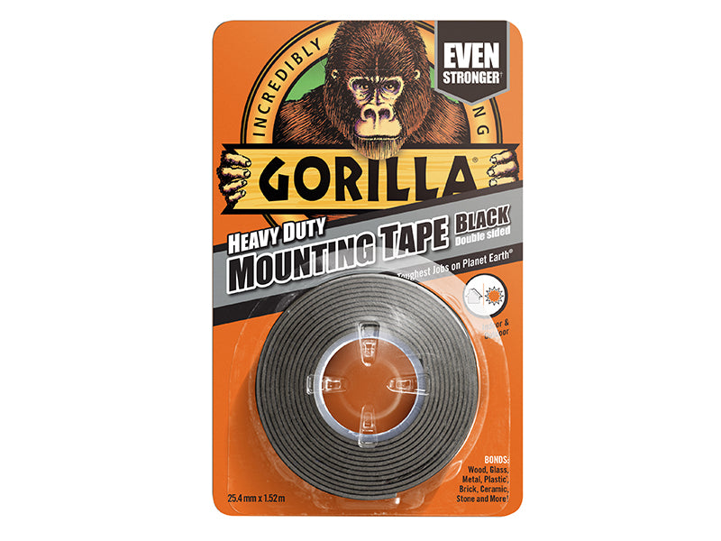 GorillaGlue 3044201 Gorilla Heavy-Duty Mounting Tape 25.4mm x 1.52m Black