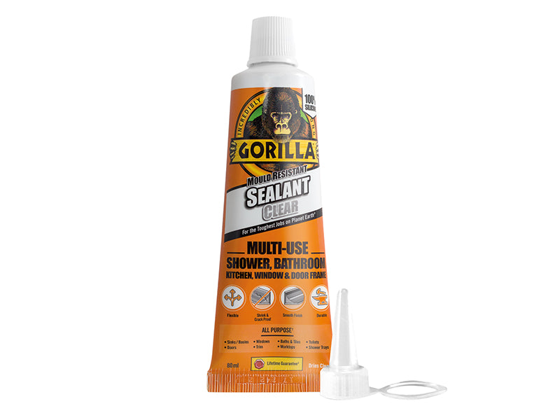 GorillaGlue 1144301 Gorilla Mould Resistant Sealant Clear Tube 80ml