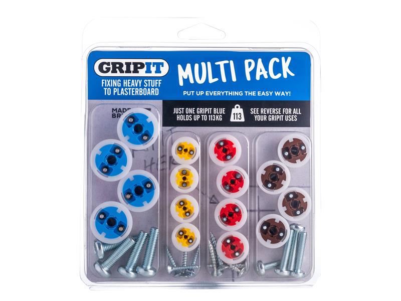 Gripit GPMULTIPK Plasterboard Fixings Multi Pack,16 Piece, Clam Pack