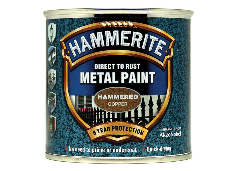 Hammerite 5084822 Direct to Rust Hammered Finish Metal Paint Copper 250ml