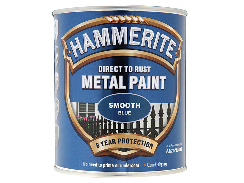 Hammerite 5092826 Direct to Rust Smooth Finish Metal Paint Blue 750ml