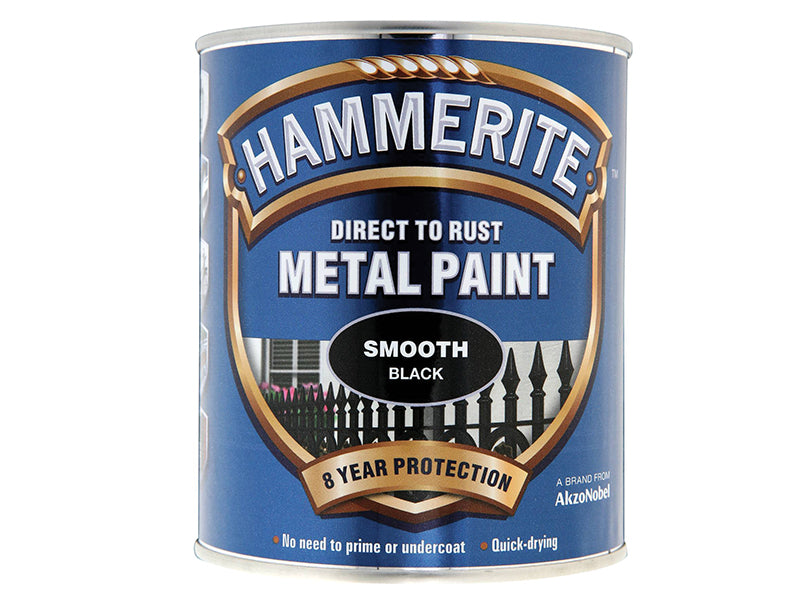 Hammerite 5092966 Direct to Rust Smooth Finish Metal Paint Black 750ml