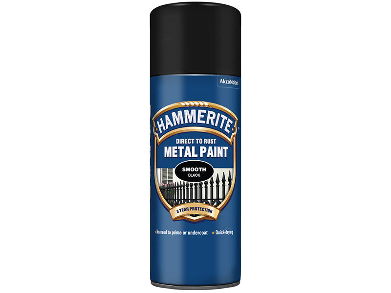Hammerite 5092965 Direct to Rust Smooth Finish Aerosol Black 400ml