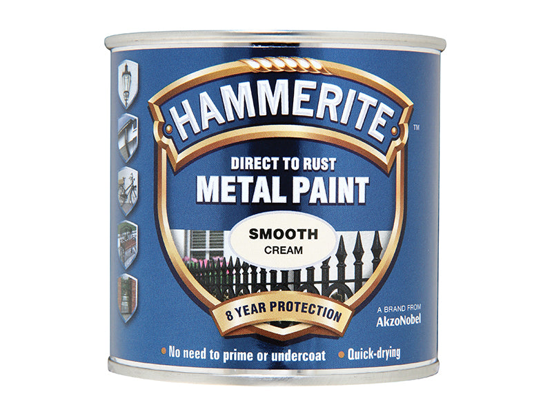 Hammerite 5122058 Direct to Rust Smooth Finish Metal Paint Cream 250ml