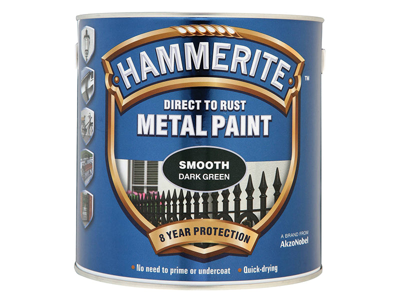 Hammerite 5084892 Direct to Rust Smooth Finish Metal Paint Dark Green 2.5 Litre