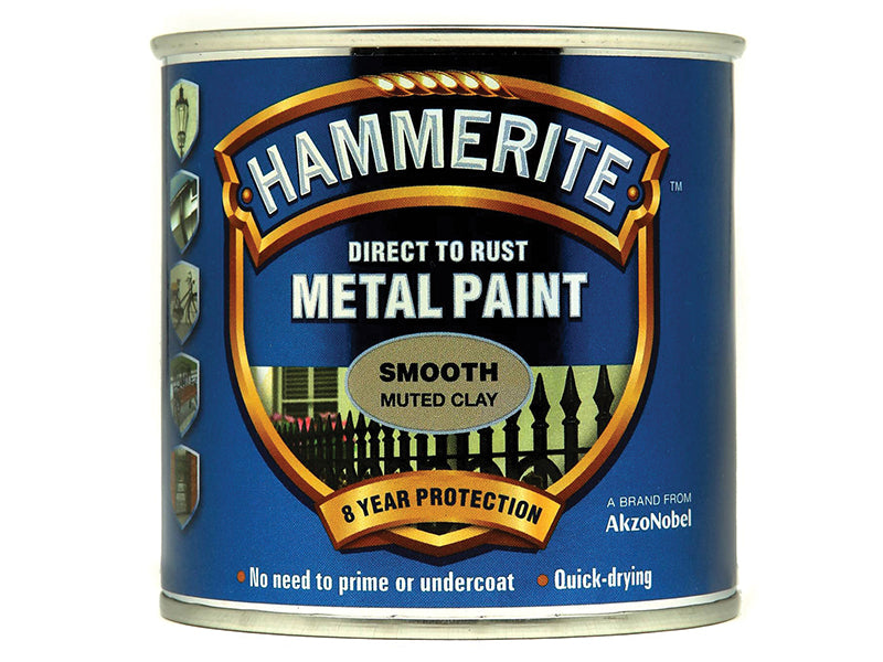 Hammerite 5158231 Direct to Rust Smooth Finish Metal Paint Muted Clay 250ml