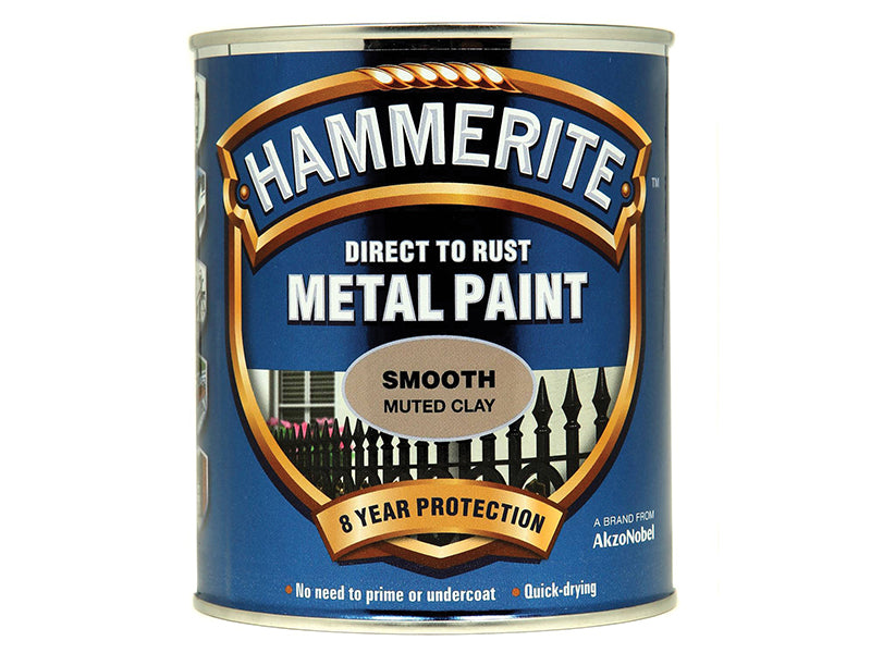 Hammerite 5158232 Direct to Rust Smooth Finish Metal Paint Muted Clay 750ml